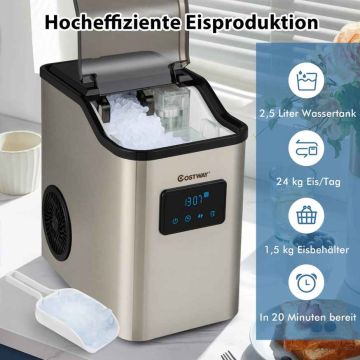 Ice maker, Nugget, up to 24 kg per day, 38.5 × 24 × 38 cm