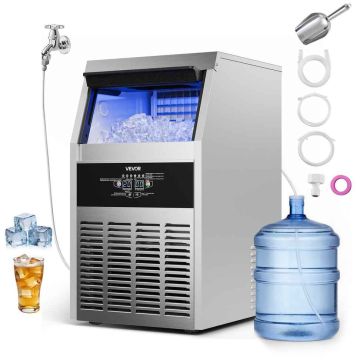 Льдогенератор VEVOR SSX100, 68 кг/24 ч, контейнер 14 кг, 49,5 × 72 × 40,5 см