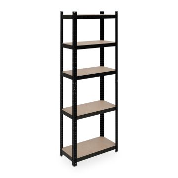 Plauktu sistēma Relaxdays 10047300.0, 5 plaukti, Melna, 60 × 180 × 30 cm