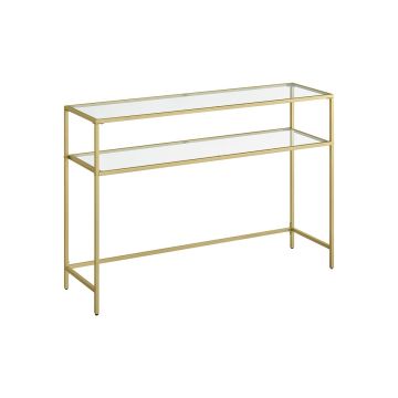 Caurspīdīgs konsoles galds 35x120x80cm, zelta krāsā