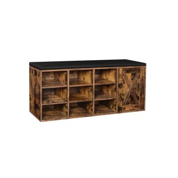 Скамейка для обуви с полками 110x30x48 см., коричневая/черная
