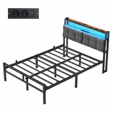 Bed frame VASAGLE, 120 × 200 cm sleeping area, Black/Brown, 120.5 × 104.5 × 218.3 cm