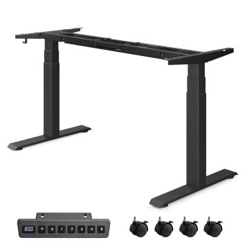 Elektriski augstumā regulējams galda rāmis 68x180x125cm, melns