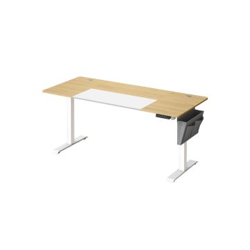 Elektriski augstumā regulējams rakstāmgalds 70x160x120 cm, balts/gaiši brūns