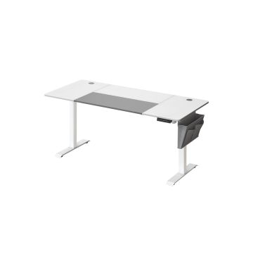 Elektriski augstumā regulējams rakstāmgalds 70x160x120 cm, balts/pelēks