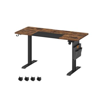 Elektriski augstumā regulējams rakstāmgalds 60x140x120cm, melns/brūns