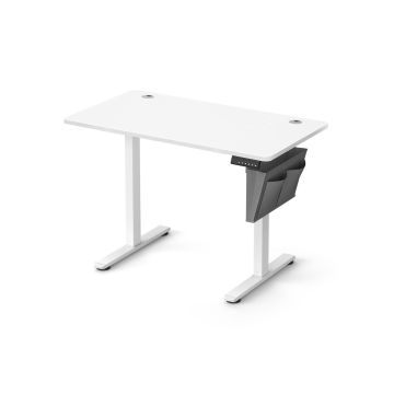 Elektriski augstumā regulējams rakstāmgalds 60x110x120 cm, balts/pelēks