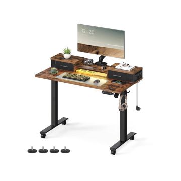 Elektriski augstumā regulējams rakstāmgalds ar apgaismojumu 60x120x120 cm, brūns/melns