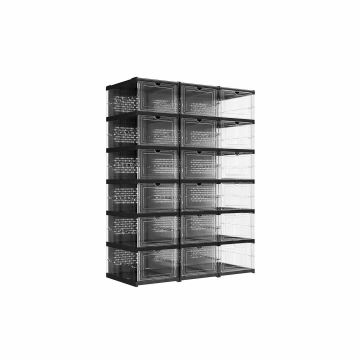 Комплект из 3 прозрачных тумб для обуви 35,5x76,5x105 см., черные