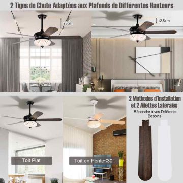 Griestu ventilators, 5 abpusējas lāpstiņas