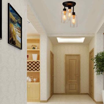 Потолочный светильник, 3 плафона, E27, 60 Вт, Чёрный, 24 × 35 × 24 см