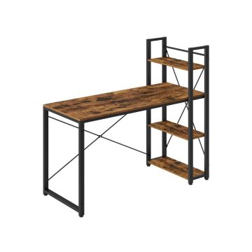 Письменный стол с полками 56x137,2x120 см., коричневый/черный
