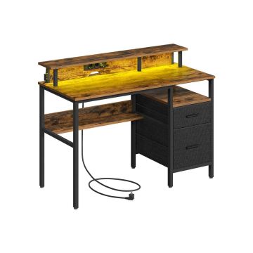 Письменный стол с ящиками и зарядной станцией 120x55x90 см., коричневый/черный