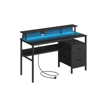 Письменный стол с ящиками и зарядной станцией 135x55x90 см., коричневый/черный