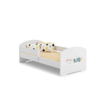 Детская кровать Luk с матрасом и защитным бортиком 164 см x 85 см x 63 см, в стиле самолета.