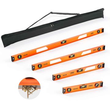 Комплект магнитных уровней VEVOR HC-R99, 4 шт, чёрные и оранжевые, 400 × 600 × 900 × 1200 мм