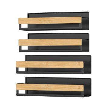 SONGMICS Magnetic Spice Rack Set, 4-Piece, Black/Sand