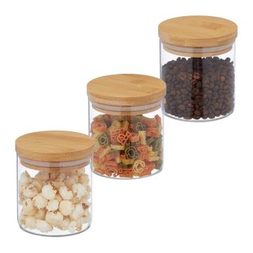 Pārtikas uzglabāšanas trauki Relaxdays 10039478.0, 3 gab., 500 ml, Ø 10 × 10,5 cm