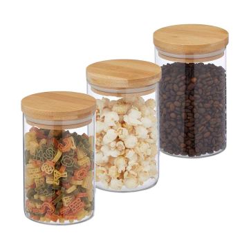 Pārtikas uzglabāšanas trauki Relaxdays 10039490.0, 3 gab., 800 ml, Ø 10 × 15 cm