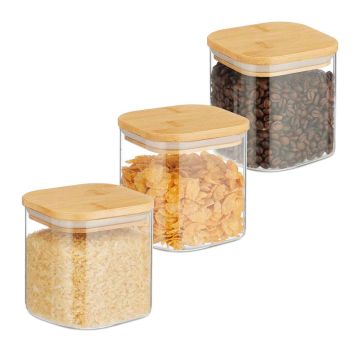 Pārtikas uzglabāšanas trauki Relaxdays 10043243.0, 3 gab., 600 ml, 10 × 10,5 × 10 cm