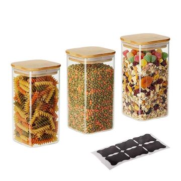 Pārtikas uzglabāšanas burkas Relaxdays 10053208.0, 3 gab., 1500 ml, 21 × 10 × 10 cm