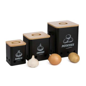 Pārtikas uzglabāšanas kārbu komplekts Relaxdays, 3 gab, Melna