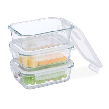 Pārtikas uzglabāšanas trauki Relaxdays 10050118_8076, 3 × 1040 ml, 20,5 × 7 × 16 cm