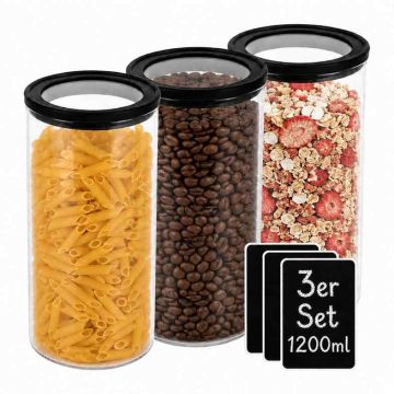 Pārtikas uzglabāšanas trauku komplekts Relaxdays 10053656.0, 3 gab., pa 1200 ml, Ø 10 × 18 cm