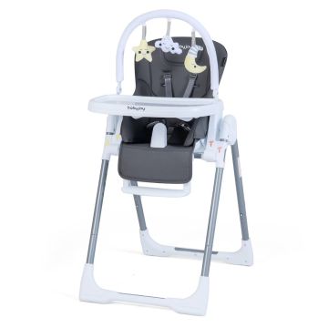 Highchair, 2 trays, Grey, 72 × 90.5–116.5 × 54 cm