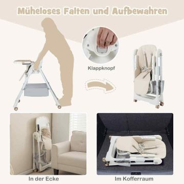 Baby high chair, 76.2 × 53.3 × 77.5–108 cm