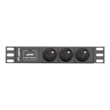 Barošanas sadales bloks Lanberg PDU-03E-0200-BK, 3 kontaktligzdas, 10 collas, 1U