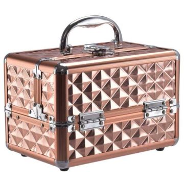 Makeup case, mini, with mirror, Gold, 23 × 18 × 15 cm