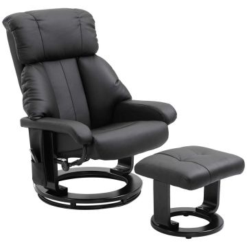 Массажное кресло с подставкой для ног Homcom, черное