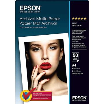Matēts papīrs Epson Archival Matte Paper, 50 loksnes, 210 × 297 mm