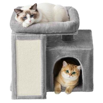 Small cat tree with scratching post, 80 cm, beige