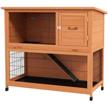 Клетка для мелких животных PawHut 123x63x112 см, коричнево-черная.