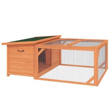 Клетка для мелких животных PawHut 125,5x100x49см, коричневый/зеленый
