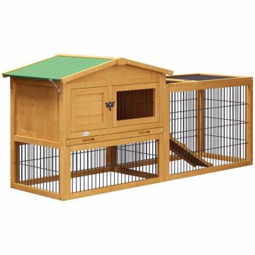 Клетка для мелких животных PawHut 150x52x68см, коричнево-зеленый цвет