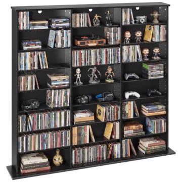 Медиа-шкаф VEVOR DX0202-C250421S-01-Black, 8 уровней, Чёрный, 142 × 130 × 22 см