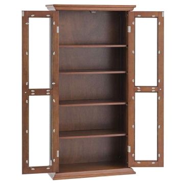 Media storage cabinet, 4 shelves, Brown, 55.88 × 24.13 × 113.03 cm