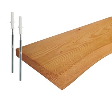 Medinė sieninė lentyna su gyvu kraštu, natūrali mediena, 120 cm
