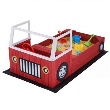 Wooden sandbox, 4 seats, 103 × 135 × 140 cm