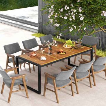 Wooden outdoor table, up to 8 people, 200.7 × 74.9 × 90.2 cm