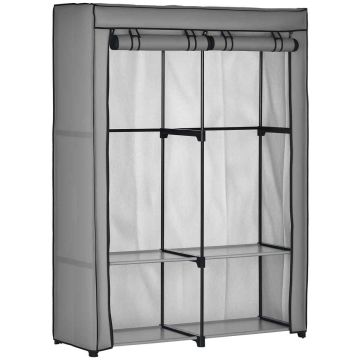 Тканевый шкаф Homcom 118x49x170см, серо-чёрный цвет