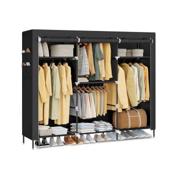 SONGMICS RYG011 fabric wardrobe, 3 hanging compartments, 189 × 180 × 45 cm