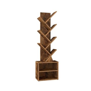 Koka formas grāmatu plaukts VASAGLE Custos, 2 atvērti plaukti, Brūna, 20,3 × 123,2 × 38 cm