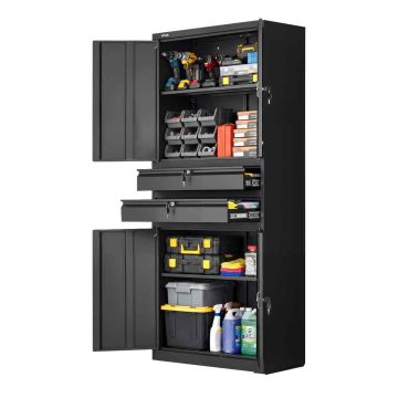 Металлический шкаф для хранения VEVOR CB02, 4 дверцы, 2 ящика, 76 × 180 × 38 см