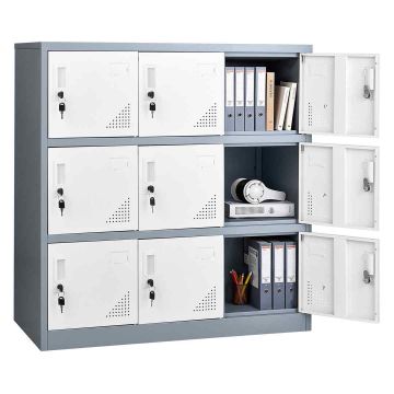 Металлический шкаф VEVOR W124P2507012-1, 9 дверей, Серый, 90 × 94 × 45 см