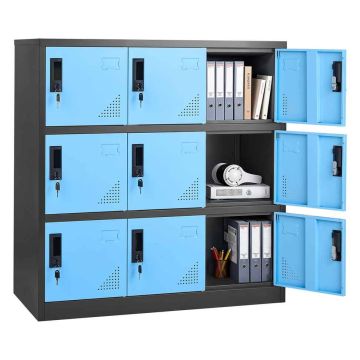 Metāla skapītis VEVOR W124P2507012, 9 durvis, Melns, 90 × 94 × 45 cm