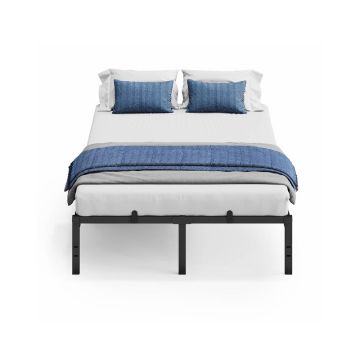 Metal bed frame with storage, 90 x 200 cm, ink black